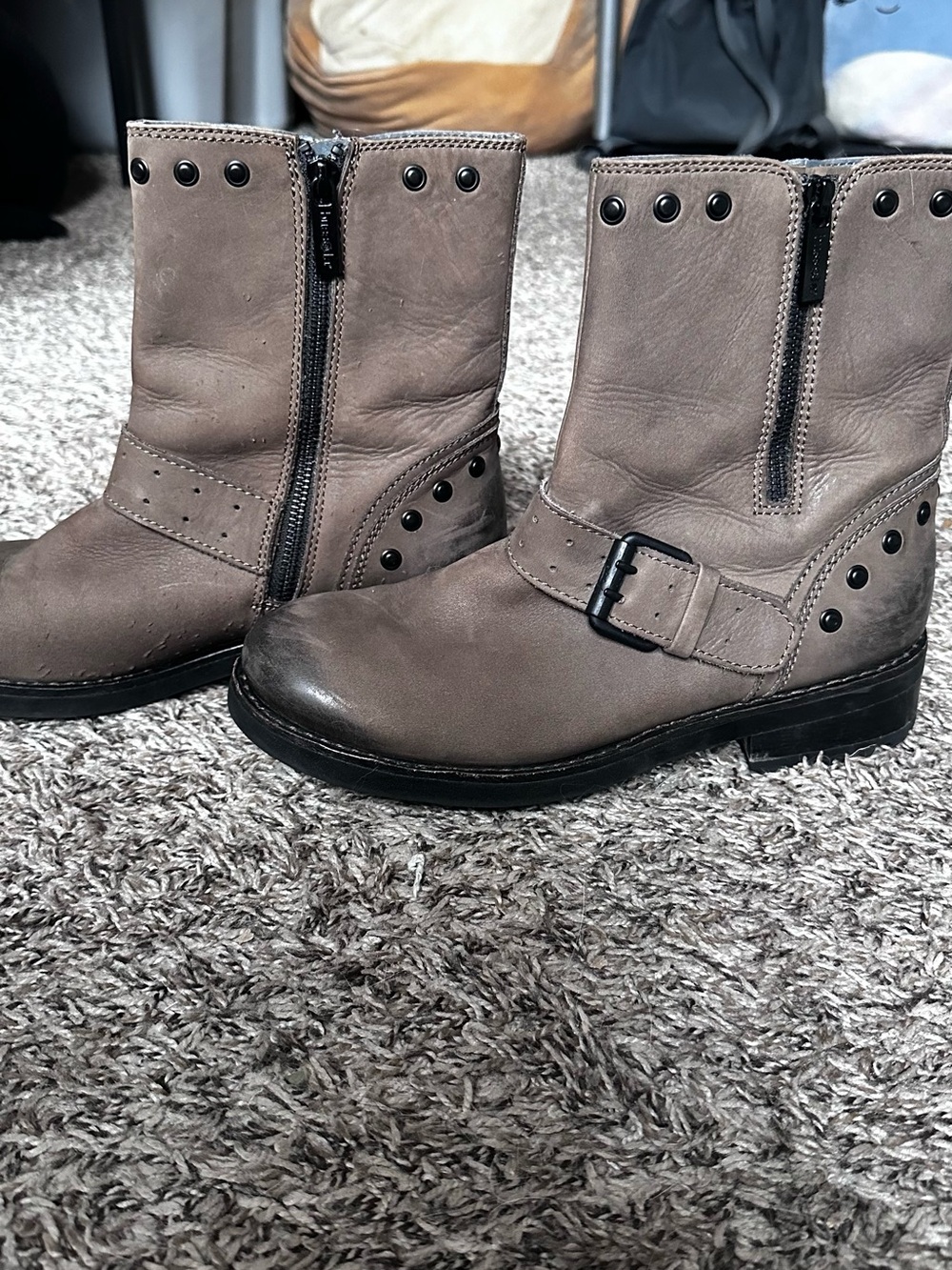 Women's Taupe Mid-Calf Boot with Buckle Accent